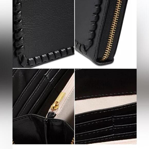 Style & Co Whip-Stitch Zip Wallet Women's Black Inner Compartments Zip Closure - Picture 8 of 13